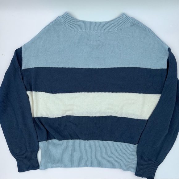 Lucky Brand Blue & White Striped Oversized Relaxed Cozy Fall Sweater Women’s L - Picture 6 of 9